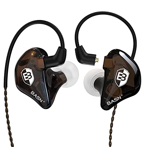 BASN Bsinger In-Ear-Monitore Geräuschisolierende Kopfhörer, Dual-dynamische Treiber High Definition Kabelgebundene Ohrhörer mit abnehmbarem MMCX-Kabel für Musiker Schlagzeuger Sänger (Braun) von BASN