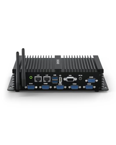 BASOARO Industrie PC Win 10 Lüfterloser PC i5 4200U Mini Desktop Computer, Gigabit RJ45 LAN, 8GB RAM 128GB SSD, HD VGA 4K Doppio Display, WiFi, BT, 6 USB von BASOARO