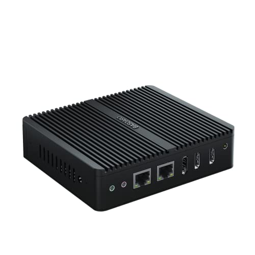 BASOARO Industrie PC ohne Lüfter, Mini Computer Celeron J6412 Windows Mini PC, 16GB RAM 256GB SSD 1TB HDD, Dual Gigabit Ethernet, 1*DP, 2*HD, Dreifaches 4K Display, 2 RS232 COM, BT 4.2, Dualband WLAN von BASOARO