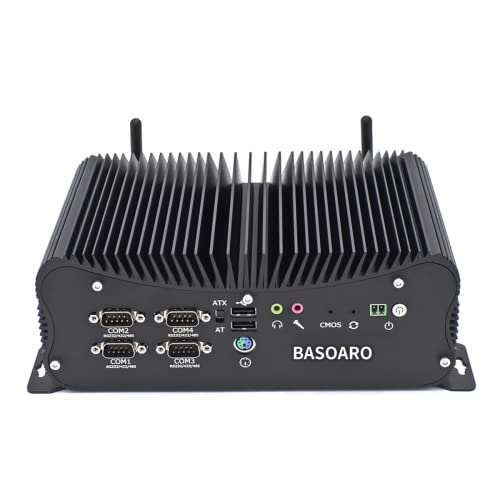 BASOARO Mini Desktop Micro PC, Lüfterloser PC Windows 10 Core i5 4200U, 8G RAM 512G SSD 1TB HDD, Dual LAN, 6 COM Port, GPIO, 4K Dual Display, Dual Band WiFi, BT, Unterstützung für Linux Ubuntu von BASOARO