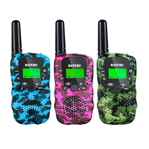 BATURU Walkie Talkie Kinder, Walkie Talkies für Kinder 8 Kanal Funkgerät mit VOX Funktion LED Taschenlampe, 5 KM Reichweite für Abenteuer im Freien, Camping von BATURU