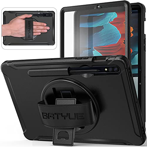 BATYUE Galaxy Tab S7 (2020) SM-T870/T875/T876 mit integriertem Displayschutz und S-Stifthalter, Handschlaufe drehbarem Ständer, robust, stoßfest, Schutzhülle für Samsung von BATYUE
