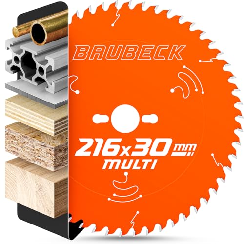 BAUBECK Sägeblatt 216x30 2.6mm Feinschnitt in Holz & Alu, 64 Zähne für Kapp- & Tischkreissägen, wie Metabo KGS 216M, Bosch GTS 635-216, GCM 8 SJL Kreissägeblatt 216, Kappsägeblatt 216 von BAUBECK