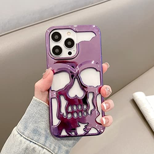 BAUBUY Metallische Farbe aushöhlen Cool Skull Phone Case für iPhone 11 13 12 14 Pro Max Plus Carving Back Cover, Lila, für iPhone 13 Pro BAUBUY Metallische Farbe aushöhlen Cool Skull Phone Case für iPhone 11 13 12 14 Pro Max Plus Carving Back Cover, Lila, für iPhone 13 Pro von BAUBUY