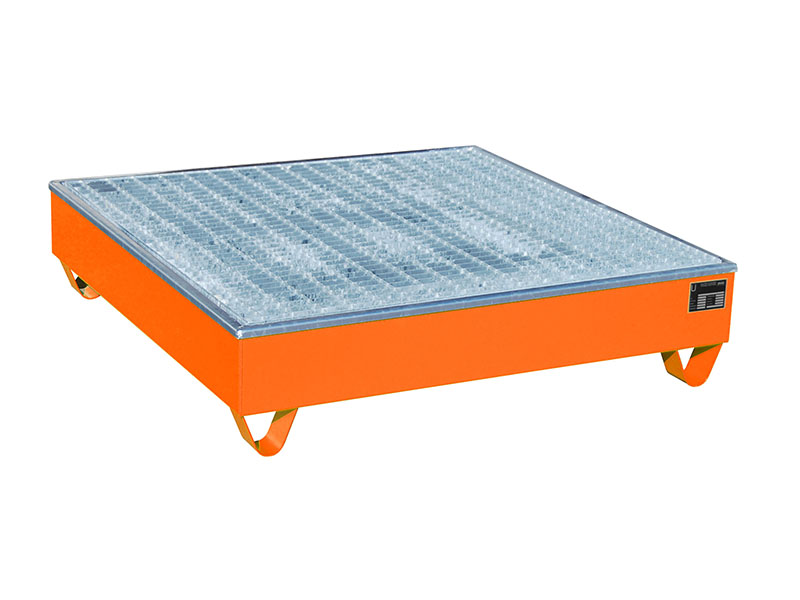 BAUER Südlohn BAUER Auffangwanne Kunststoff in Stahl 4 x 200 Liter, Gelborange, 1215 mm x 1215 mm x 290 mm (quadratisch) von BAUER Südlohn