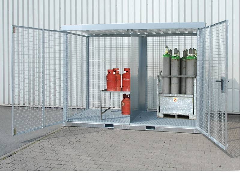 BAUER Südlohn Gasflaschen Container mit Tränenblechboden TYP GFC-ET, 16 x Ø 230 mm von BAUER Südlohn
