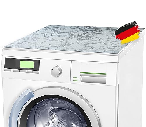 BAUHELD® Universal Waschmaschinen-Auflage [60x60cm] - Waschmaschinen-Abdeckung mit Vinyl-Beschichtung [Made in Germany] - Für Waschmaschine, Trockner, Küche, Wohnmobil, Badezimmer - Marble Grey von BAUHELD