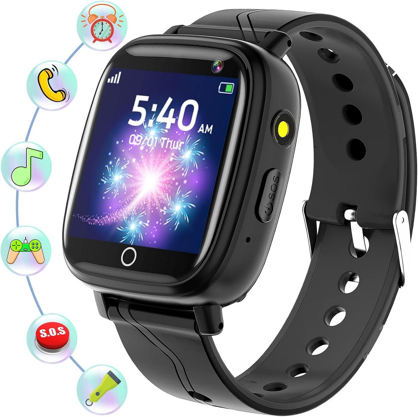 BAUISAN Smartwatch (1,4 Zoll, App), Kinder Uhr Telefon mit Anruf SOS 14 Spiele Musik Kamera Wecker Uhr von BAUISAN