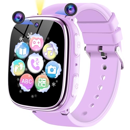 BAUISAN Smartwatch Kinder Jungen Mädchen, Touchscreen 1,69 Zoll DIY Gesicht Kamera Musik-Player Schrittzähler Lernen Kindersachen Mit Anruffunktion Kinder Uhr Ab 3 Jahren (Purple) von BAUISAN