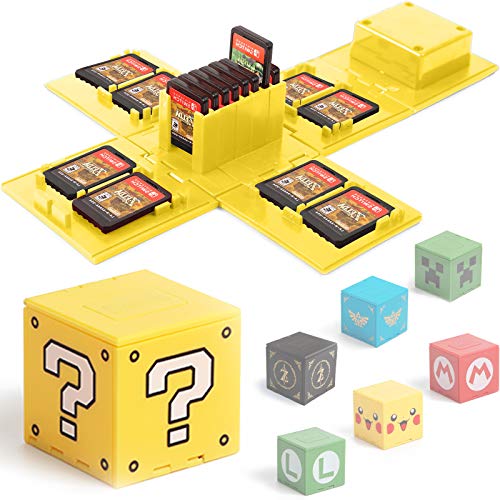 Etui Kompatibel für Nintendo Switch - Passend für bis zu 16 Nintendo Switch Spiele Aufbewahrungssystem Spielkarten Organizer Reisebox Hartschalen Set mit16 Slots Inserts (？Gelb) von BAYINBROOK