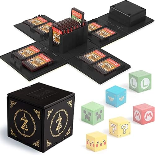 Etui Kompatibel für Nintendo Switch - Passend für bis zu 16 Nintendo Switch Spiele Aufbewahrungssystem Spielkarten Organizer Reisebox Hartschalen Set mit16 Slots Inserts (Schwarz) von BAYINBROOK