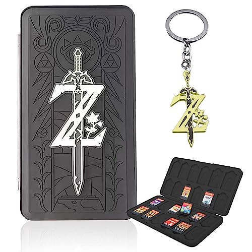 BAYINBROOK Game Card Case für Nintendo Switch,Schutzhülle Aufbewahrungsbox Spiele Cards Tasche,Tragbare Dünne Hartschale,Game Card Case Große Kapazität 24 NS + 24 TF Karten (Zelda-Black) von BAYINBROOK