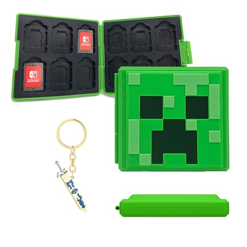 BAYINBROOK Game Card Case für Nintendo Switch,Schutzhülle Aufbewahrungsbox Spiele Cards Tasche,Tragbare Dünne Hartschale mit 12 Kartenfächern, mit Geschenk Schlüsselanhänger Schwert (M-C) von BAYINBROOK