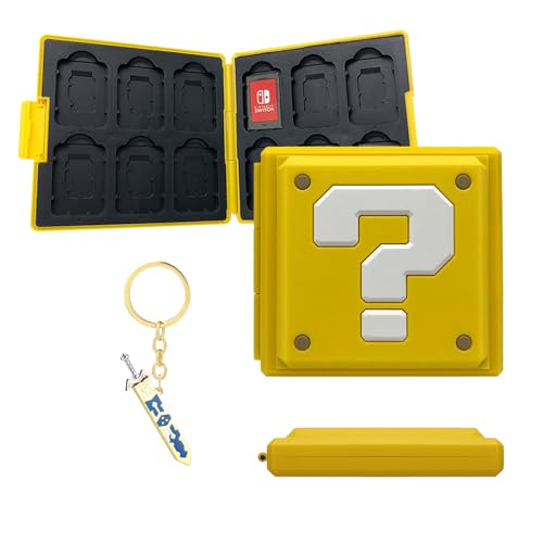 BAYINBROOK Game Card Case für Nintendo Switch,Schutzhülle Aufbewahrungsbox Spiele Cards Tasche,Tragbare Dünne Hartschale mit 12 Kartenfächern, mit Geschenk Schlüsselanhänger Schwert (Mario Yellow) von BAYINBROOK