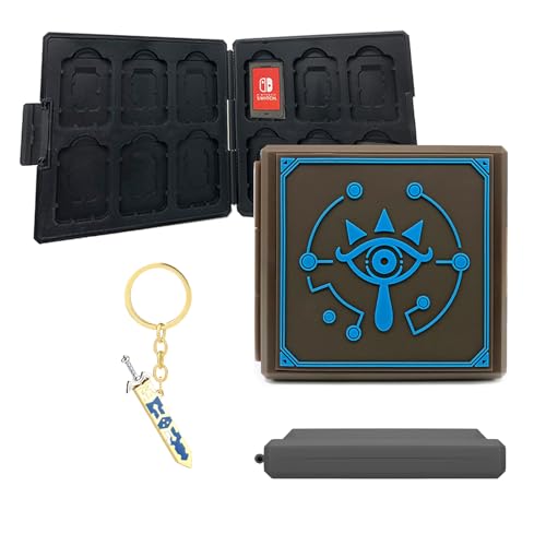 BAYINBROOK Game Card Case für Nintendo Switch,Schutzhülle Aufbewahrungsbox Spiele Cards Tasche,Tragbare Dünne Hartschale mit 12 Kartenfächern, mit Geschenk Schlüsselanhänger Schwert (Zelda S-E) von BAYINBROOK