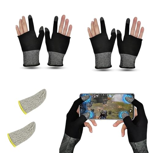 BAYINBROOK PUBG Mobile Game Finger Sleeve,Touchscreenhandschuhe, leitfähige Faserfingerspitzen, atmungsaktiv, schweißfest, rutschfest, ultradünn, geeignet für Android IOS-Handyspiele (2 Pairs) von BAYINBROOK