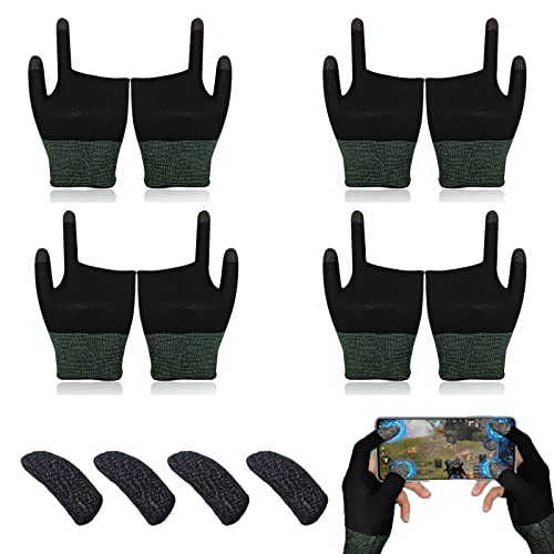 BAYINBROOKSilberfaser Schweißfeste Fingerhandschuhe Touchscreenhandschuhe Daumenfingertasche für PUBG-Handyspiele atmungsaktiv、rutschfest、ultradünn (4Paar) von BAYINBROOK