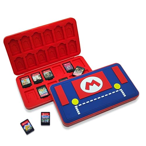 Game Card Case für Nintendo Switch, Silikon Spielkartenhülle Etui Aufbewahrungsbox, Switch Spielkartenhalter Grosse Kapazität für 24 NS 24 TF Karten, mit Geschenk Schlüsselanhänger (Rot Tuch) von BAYINBROOK