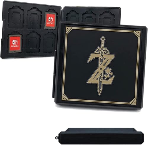 Game Card Case für Nintendo Switch, Tragbarer Etui Aufbewahrungsbox für Switch Spiele mit 12 Kartenfächern, Hartschalenetui für Switch Karten, Bonus Skyward Sword Schlüsselanhänger (Black Zelda) Game Card Case für Nintendo Switch, Tragbarer Etui Aufbewahrungsbox für Switch Spiele mit 12 Kartenfächern, Hartschalenetui für Switch Karten, Bonus Skyward Sword Schlüsselanhänger (Black Zelda) von BAYINBROOK