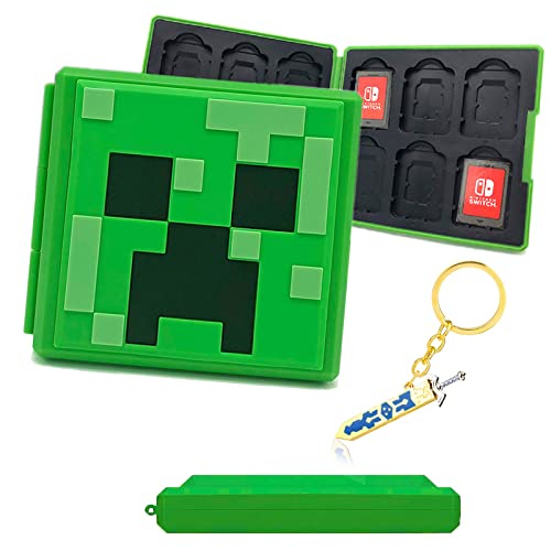 Game Card Case für Nintendo Switch, Tragbarer Etui Aufbewahrungsbox für Switch Spiele mit 12 Kartenfächern, Hartschalenetui für Switch Karten, Bonus Skyward Sword Schlüsselanhänger (Green MC) von BAYINBROOK