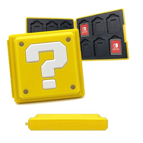 Game Card Case für Nintendo Switch, Tragbarer Etui Aufbewahrungsbox für Switch Spiele mit 12 Kartenfächern, Hartschalenetui für Switch Karten, Bonus Skyward Sword Schlüsselanhänger (Yellow Question) von BAYINBROOK