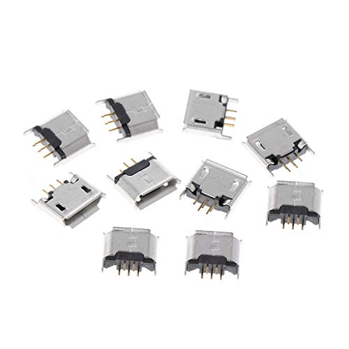 10 Stück Micro USB Typ B Buchse 180 Grad 5-polig SMT Löt Bananenkabel Stecker Schraube Lötzinn Lautsprecher Eimer Adapter Buchse Kabel Pigtail Kabel Schottplatte Weiblicher Hintern von BAYORE
