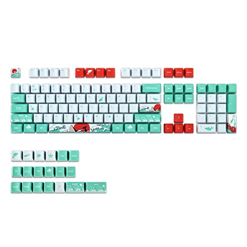 BAYORE Keys Dye Subbed PBT Keycaps Coral Sea Für Tastenabdeckungen OEM Profil Für Cherry MX Game Player Tastatur Einzigartig Für Key C Dye Sub Keycaps Keycap OEM Profile von BAYORE