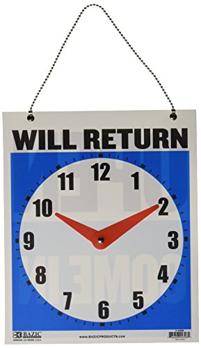 Bazic 4398-24 7,5 Zoll x 9 in. Will Clock Anmelden mit Open Sign Return on Back-Packung mit 24 St-ck Bazic 4398-24 7,5 Zoll x 9 in. Will Clock Anmelden mit Open Sign Return on Back-Packung mit 24 St-ck von BAZIC Products