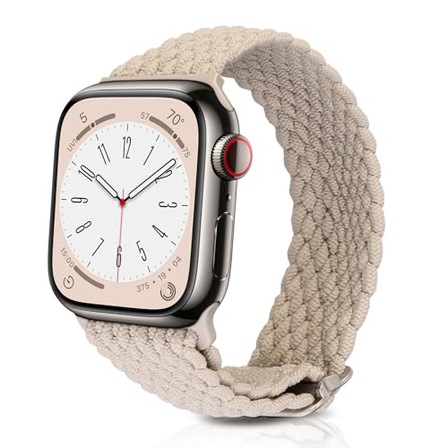 BAZO Gewebe Armband Kompatibel mit Apple Watch Armband 40mm, 41mm, 38mm für Damen/Herren Apfelband Armbänder Gewebtes Elastisches Dehnbares Nylonband für iWatch Series 9 SE 8 7 6 5 4 3 2 1, Polarstern von BAZO