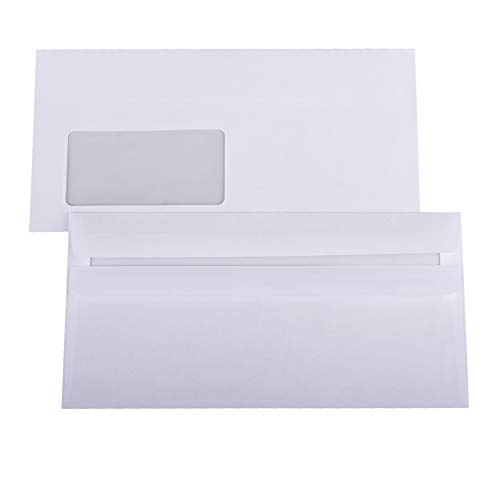 1000 Briefumschläge DIN lang 110 x 220 mm mit Fenster weiß selbstklebend Umschläge Kuvert von BB-Verpackungen