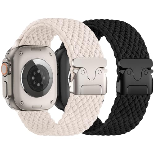Geflochtenes Armbänder Kompatibel mit Apple Watch Armband Ultra 2/Ultra 49mm 46mm 45mm 44mm Herren Damen, Schließe im Fallschirm-Stil Nylongewebe Sport Loop Armband für iWatch Serie 10 SE 9 8 7 6 5 4 von BBAMEN