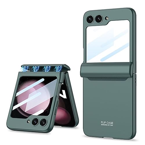 Magnetische Scharnier-Schutz-Telefonabdeckung für Samsung Galaxy Z Flip Stoßfest 5 5G Inclusive Shell Case Alle dunkelgrün von BBASILIYSD