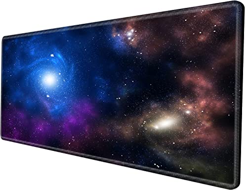 Gaming-Mauspad, 122 x 61 cm, XXXL, extra großes erweitertes Mauspad, riesige Schreibtischunterlage, 3XL, Galaxie, riesige Schreibtischschutzmatte, übergroße Computermatte für kabellose Mausarbeit von BBSujane