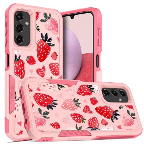 Schutzhülle für Samsung Galaxy A14 5G, Erdbeere, Samsung A14, 16,8 cm (6,6 Zoll), A14, 4G LTE, 2-in-1, zweilagig, stoßfest, dünn, Schutzhülle für A14 von BBSujane