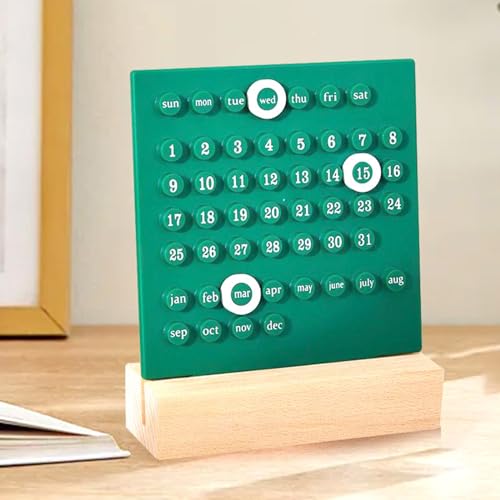 BBTISG Ewiger Blockkalender für Schreibtisch, Schreibtischkalender Kalender Datum Desktop Tag Monats und Wochenanzeige DIY Kreis mit Datumsmarkierungsringen für Café, Restaurant, Büro (Grün) von BBTISG