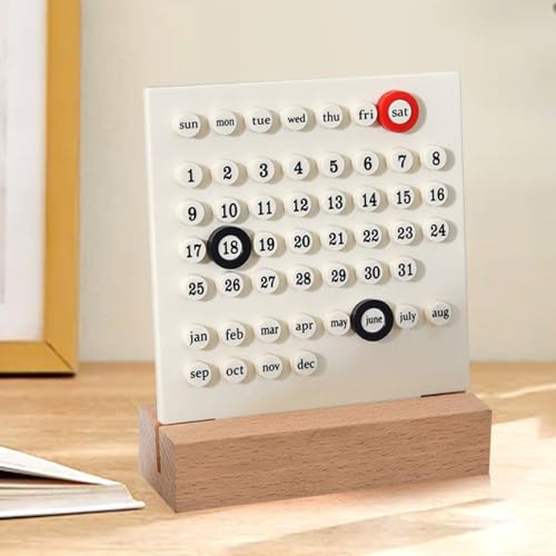 BBTISG Ewiger Blockkalender für Schreibtisch, Schreibtischkalender Kalender Datum Desktop Tag Monats und Wochenanzeige DIY Kreis mit Datumsmarkierungsringen für Café, Restaurant, Büro (Weiß) von BBTISG