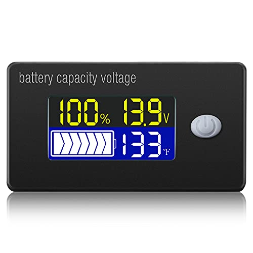 Batterie Kapazität Voltmeter mit Alarm und Externem Temperatur Sensor 0-179 ℉ Temperatur Überwachung 12V 24V 36V 48V 60V 72V Blei Säure Batterie Lithium Batterie Gauge Messgerät von BBTO
