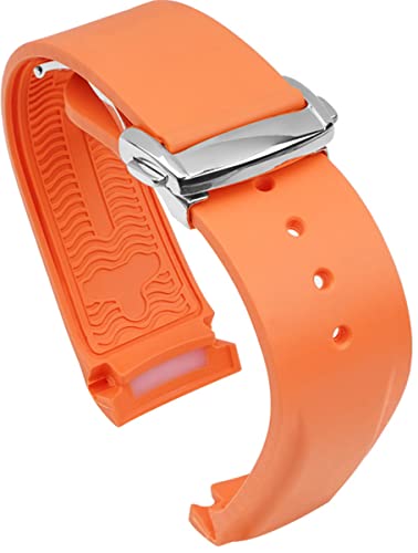 BBZ 20mm 22mm Uhrenarmband aus Gummi mit gebogenem Ende Kompatibel mit Omega Seamaster 150/300/600 Speedmaster Planet Ocean Sports Silicone Strap Bracelet von BBZ