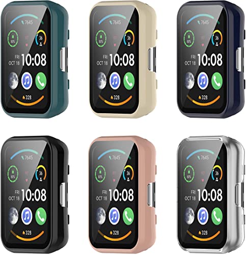 BBZ Kompatibel mit OPPO watch Free Hülle,Glasschutzfolie + Hartplastikblende, Rundumschutz kompatibel mit Huawei watch fit/Huawei fit new von BBZ
