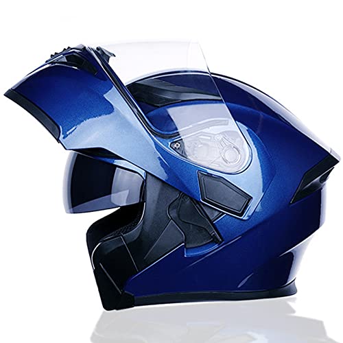 Integralhelm Klapphelm Modularer Motorradhelm DOT/ECE Zugelassener Motorrad Crash Helm Flip Up Dual Visor Helm Für Männer Frauen Erwachsene Modularer Motorrad Street Bike Helm Blue,XL von BCBKD