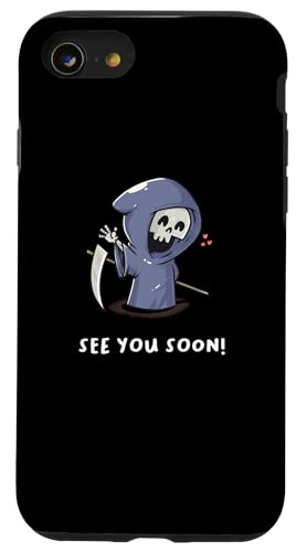 Hülle für iPhone SE (2020) / 7 / 8 See You Soon Grim Reaper Lustiger Sensenmann Angel Of Death von BCC Halloween Shirts