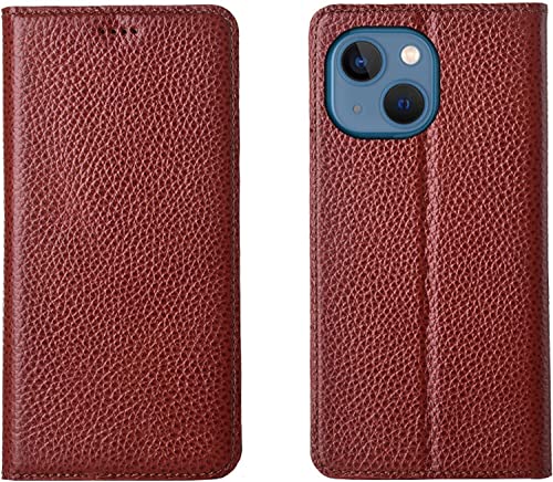 BCMCBV Schutzhülle für iPhone 14, Premium-Echtlederhülle mit Kartenhalter [Ständer-Funktion] Magnetverschluss Flip Folio Book Handyhülle für iPhone 14 2022 (Farbe: Braun1) von BCMCBV