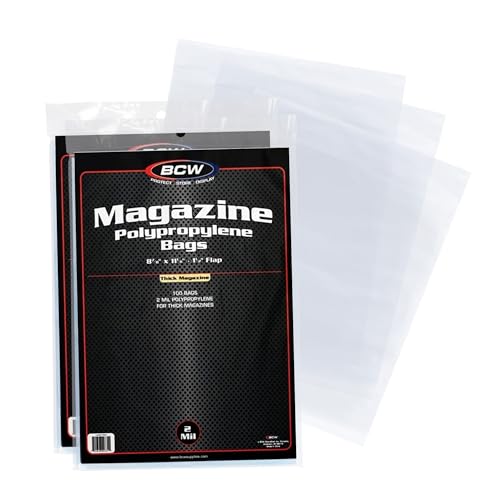 BCW Dicke Magazintaschen - 2 Pack mit 200 Stück | säurefreie, transparente Polypropylen-Hüllen für Archivqualität Aufbewahrung von Sammelmagazinen | Schützen und Präsentieren Sie Ihre wertvolle von BCW