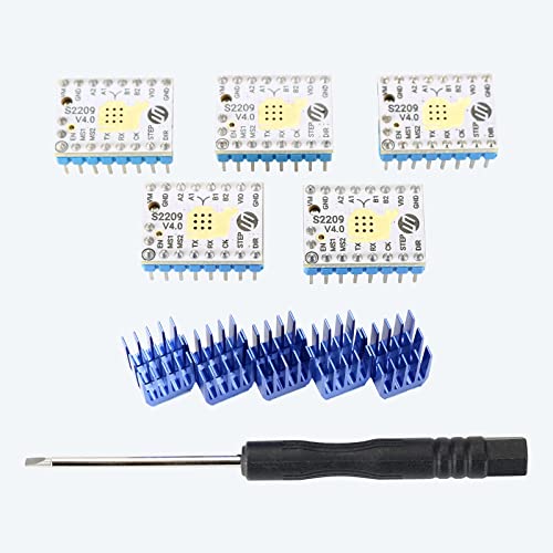 BCZAMD 3D-Drucker Upgrade-Teile FYSETC S2209 V4.0 Schrittmotortreiber Step Sticks Mute-Treiber 256 Mikroschritte Strom 2,8 A Spitze für 3D-Drucker CNC-Maschinen-Mainboard-Controller, 5 Stk. Weiß. von BCZAMD