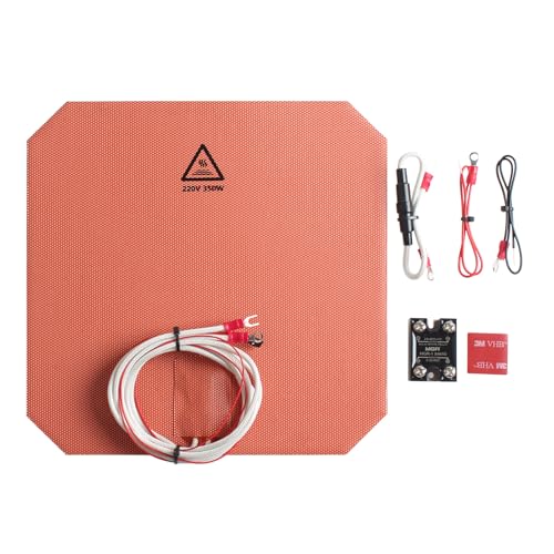 BCZAMD Anycubi i3 mega 3D Drucker Zubehör - AC 220V 350W 218×218mm Silikon Heizmatte: DIY Gummi-Heizmatte mit NTC 100K Thermistor Schnellheizung Kompatibel Mega S Pro AnetA8 A6 Aluminium Bauplatte von BCZAMD