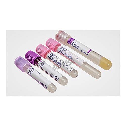 BD Medical 367525 Vacutainer K2 Edta PET Tube für Hämatologie, violetter Verschluss, Papieretikett, 16 mm Ø, 100 mm Länge, 10 ml, 100 Stück von BD MEDICAL