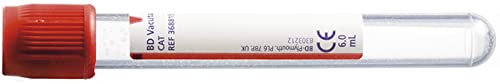 BD Medical 368815 Vacutainer PET Tube Cat (Silice) mit Aktivator zur Gerinnung, roter Verschluss, Etikett, Papier, 6 ml, 100 Stück von B&D