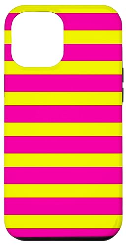 Hülle für iPhone 14 Pro Max Rosa Gelb Streifen Gestreift Moderne Einfache Muster Frauen Mädchen von BDAZ