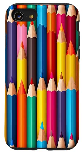 Hülle für iPhone SE (2020) / 7 / 8 Buntstift-Entwurf Bunte Künstler Lehrer Student Kunst von BDAZ