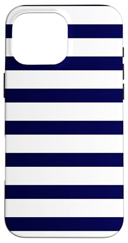 Marineblau-weiße Streifen gestreiftes modernes schlichtes Hülle für iPhone 16 Pro Max Marineblau-weiße Streifen gestreiftes modernes schlichtes Hülle für iPhone 16 Pro Max von BDAZ